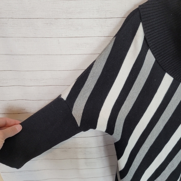 WHITE HOUSE BLACK MARKET ASYMMETRICAL STRIPED TURTLENECK SWEATER, sz XS - Picture 6 of 10